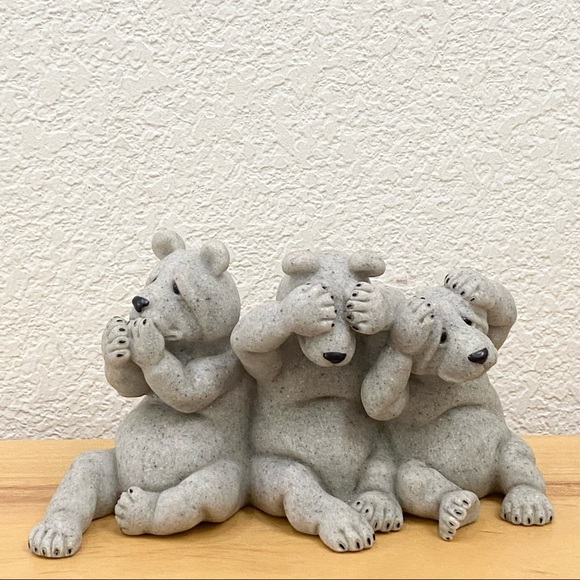 Quarry Critters UH OH Second Nature Design Bears See Hear Speak No Evil Figurine - Picture 2 of 13